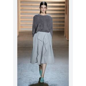 {Tibi} Riko Eyelet Flat Origami Skirt In Kumo Grey - Size 6